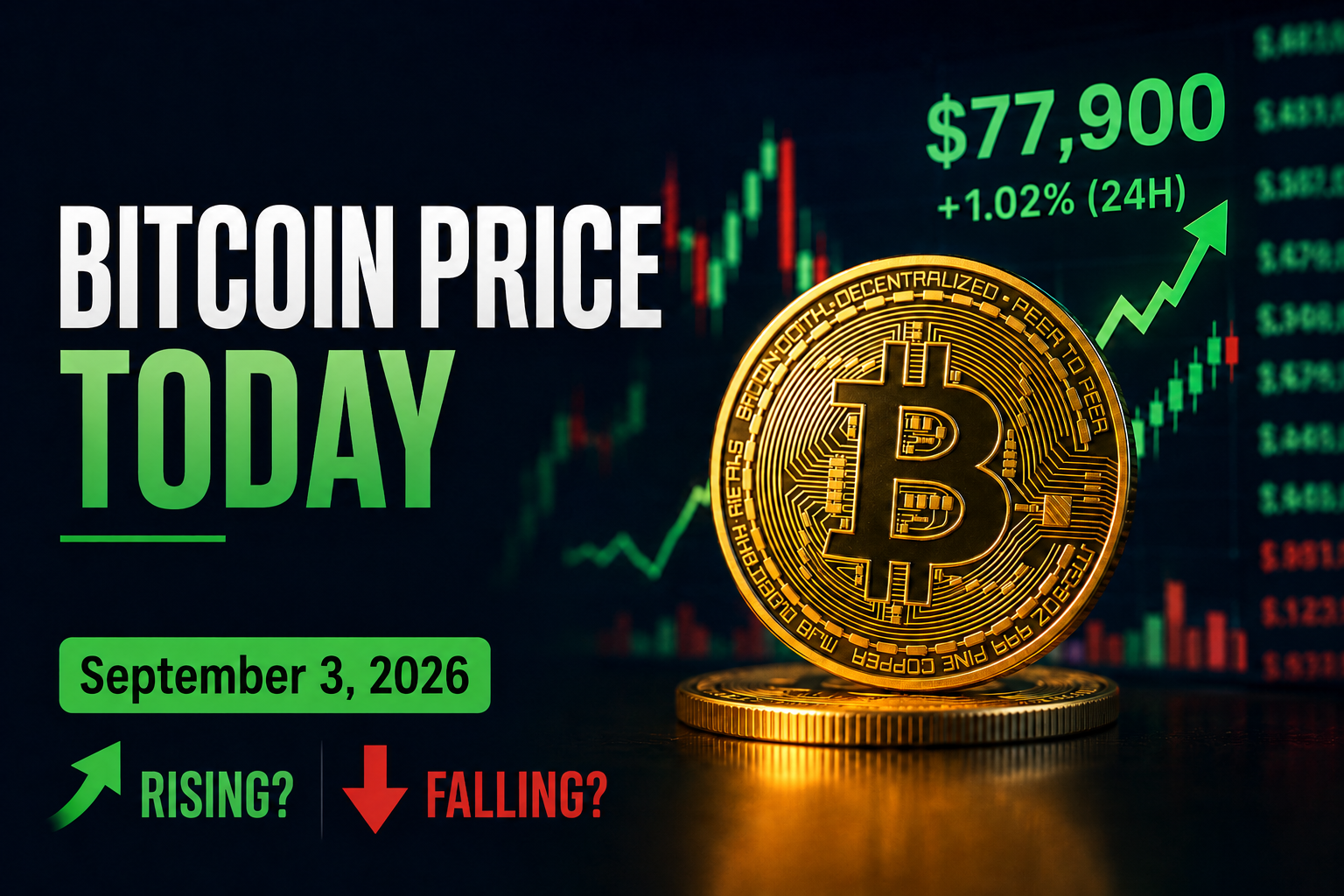 Bitcoin price chart showing BTC rising near $77,900 on September 3, 2026