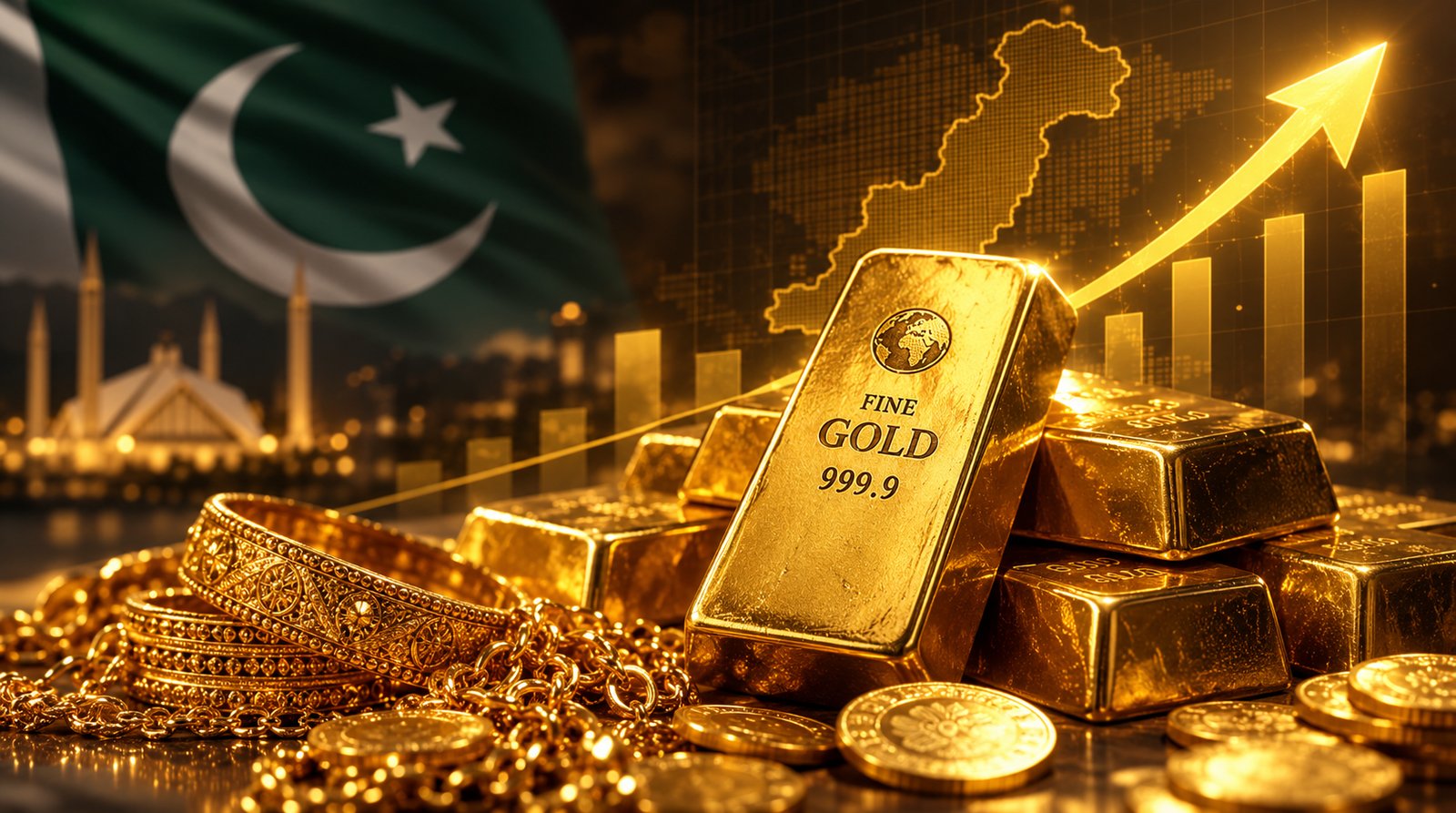 Gold price in Pakistan rises Rs11,200 to Rs465,236 per tola