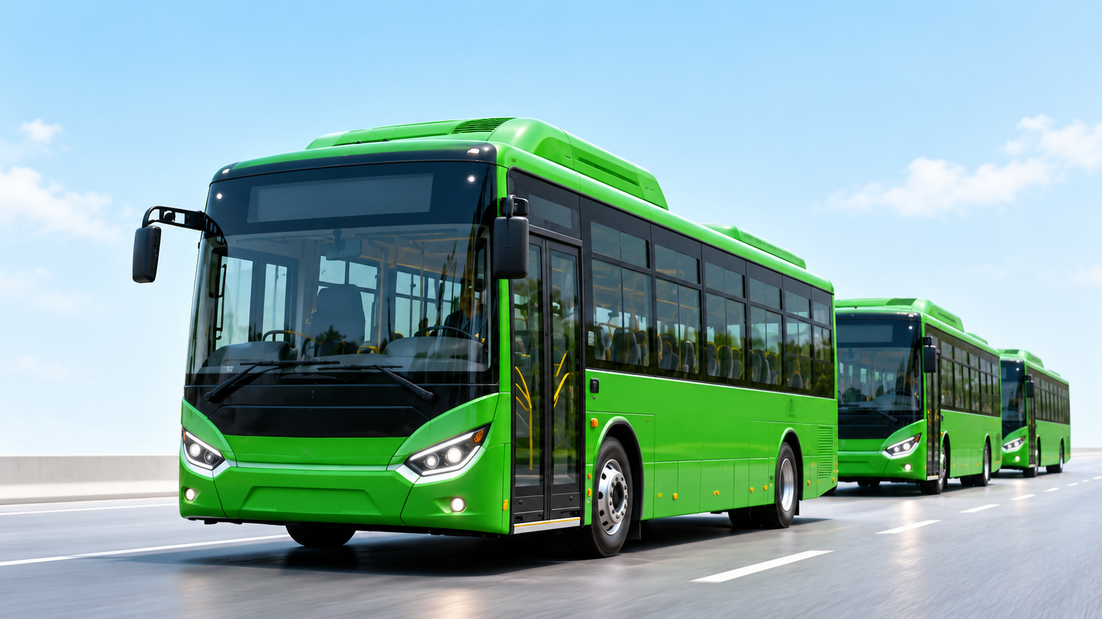 Punjab electric buses operating on modern urban routes as the province expands the service to 91 tehsils from January 2027.