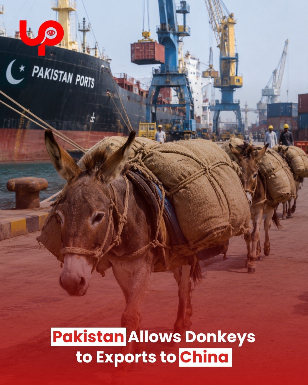 Donkeys in Pakistan prepared for export to China as part of a growing livestock trade opportunity.